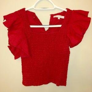 Red olivaceous top! Perfect for game days